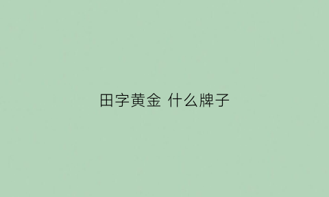 田字黄金 什么牌子